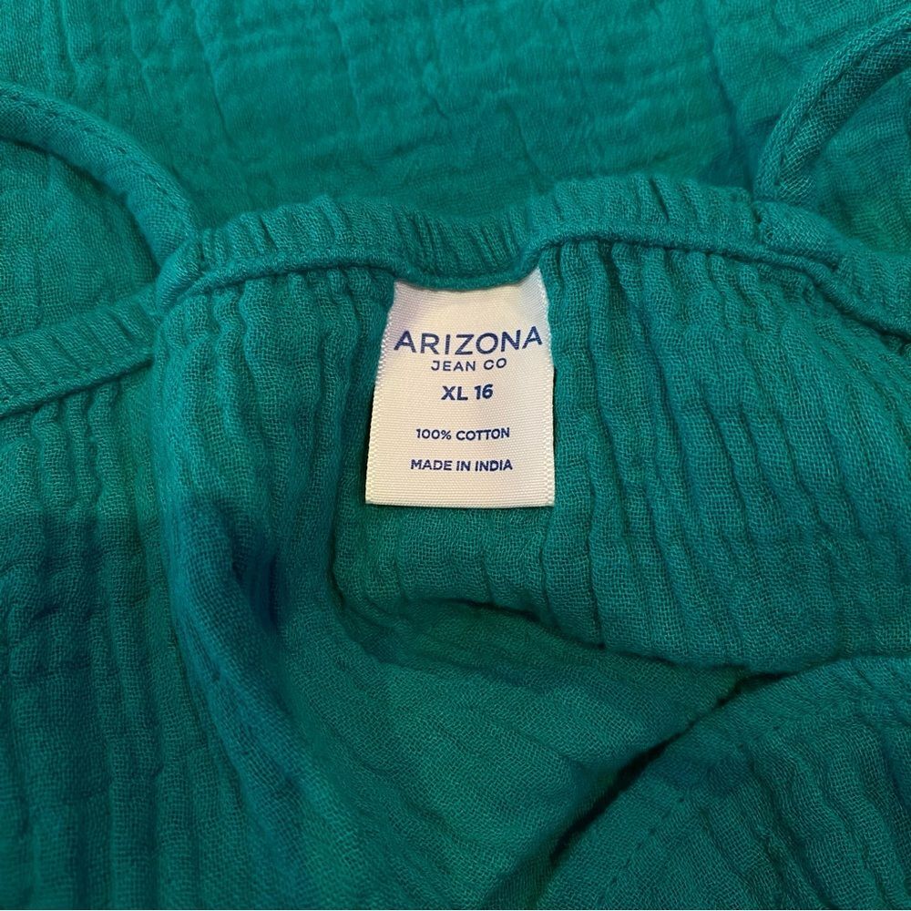 Arizona Green Gauze Ruffle Strap Tank XL 16 Youth NWT - Picture 4 of 4